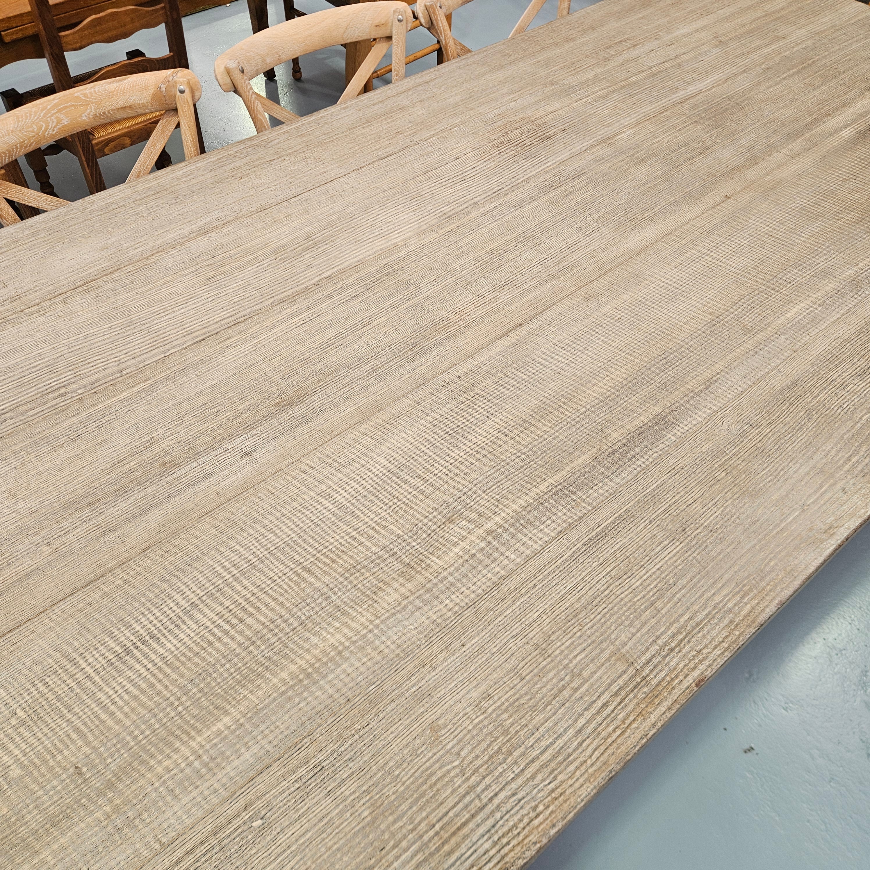 Large Antique French-Style Limewashed Dining Table