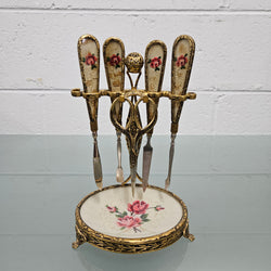 Vintage Five Piece Manicure Set On Stand | Antique & Vintage | Moonee Ponds Antiques | Australia Wide Delivery