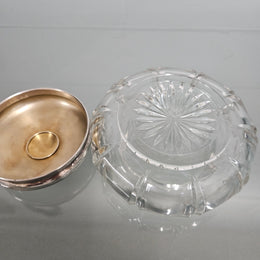 Antique Cut Glass & Sterling Silver Lid Dressing Table Bowl