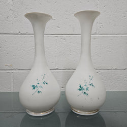 Pair Of Hand Painted Antique Milk Glass Vases Featuring Daffodils | Antique & Vintage | Moonee Ponds Antiques | Australia Wide Delivery