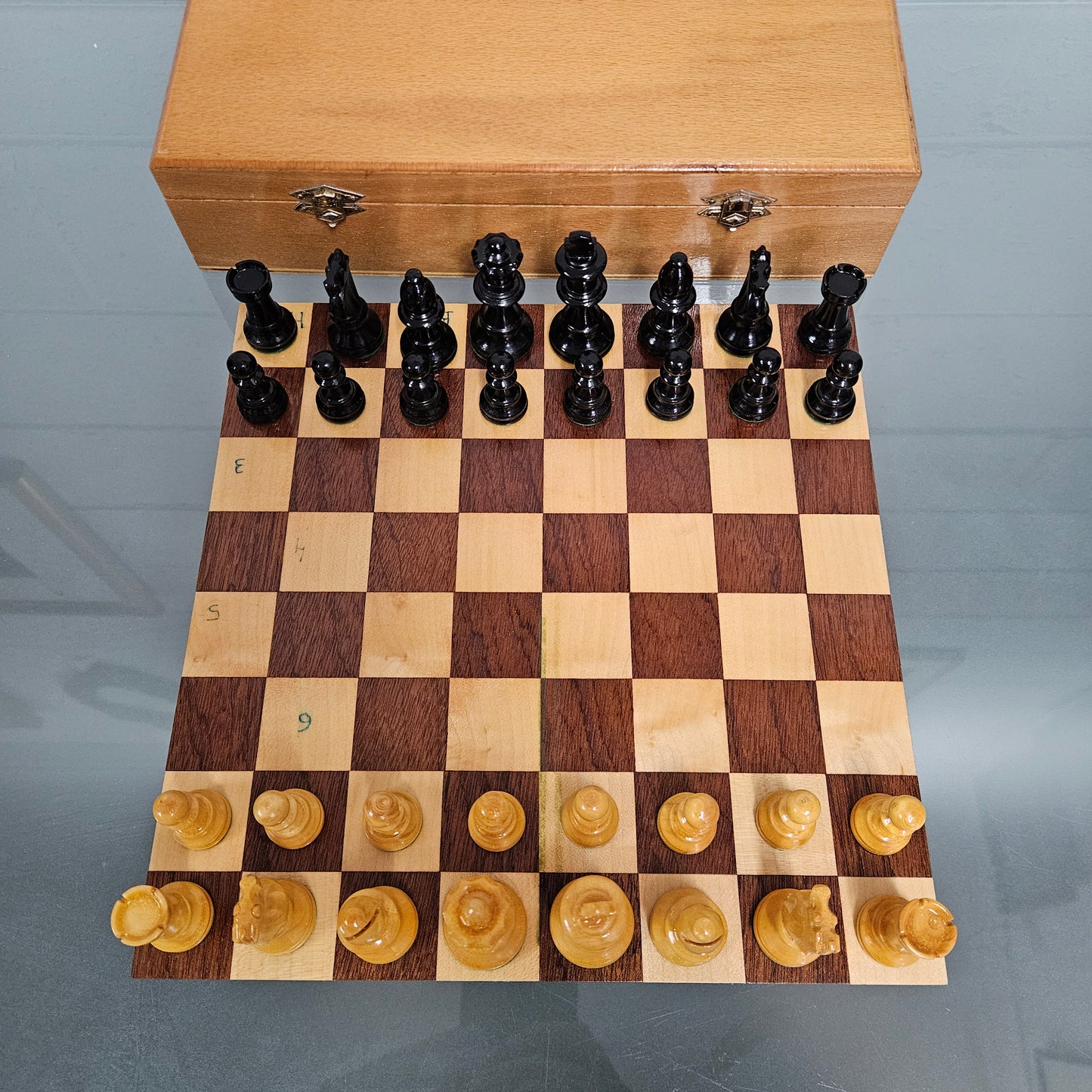 Vintage French Boxed Wooden Chess Set