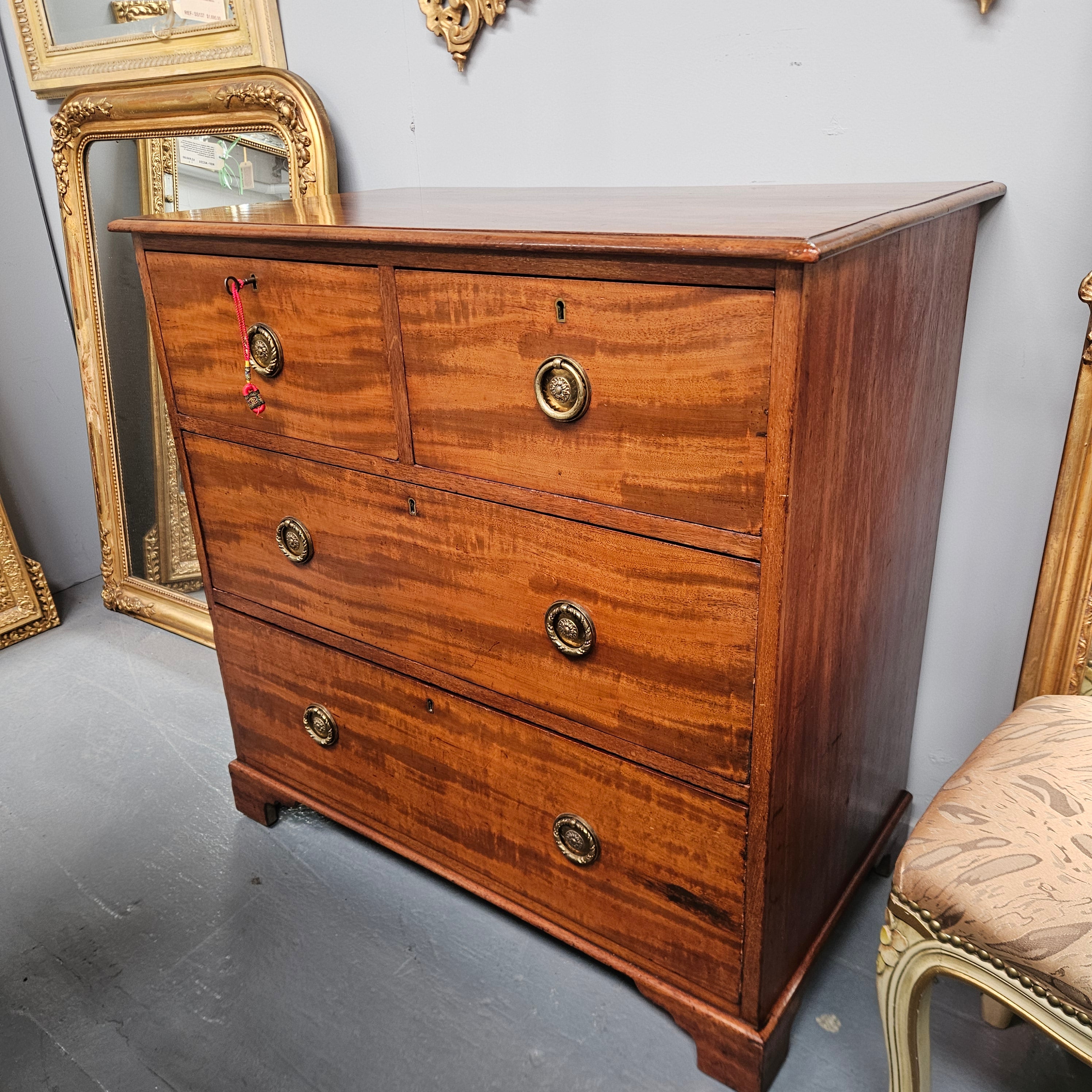 Late Georgian Ribbon Mahogany Chest of Drawers | Antique & Vintage | Moonee Ponds Antiques | Australia Wide Delivery