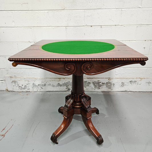 Lovely William IV Games Table In Flame Mahogany