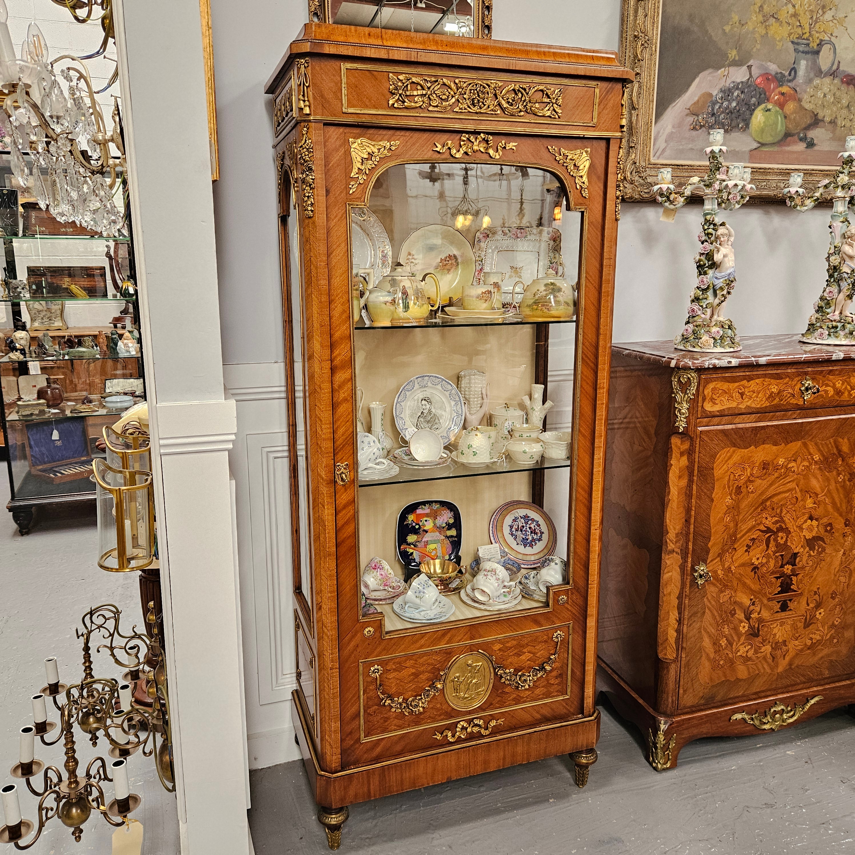 Stunning French Walnut Louis XVI Style Vitrine | Antique & Vintage | Moonee Ponds Antiques | Australia Wide Delivery