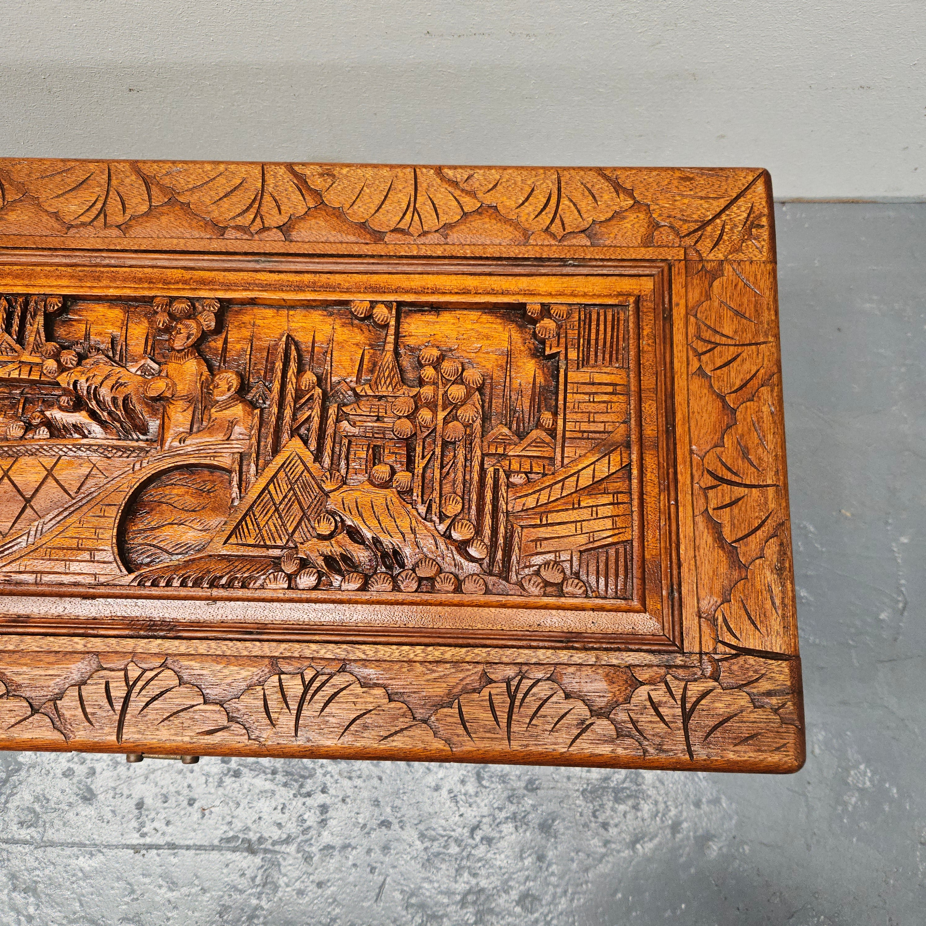 Small Oriental Carved Camphor Wood Chest | Antique & Vintage | Moonee Ponds Antiques | Australia Wide Delivery