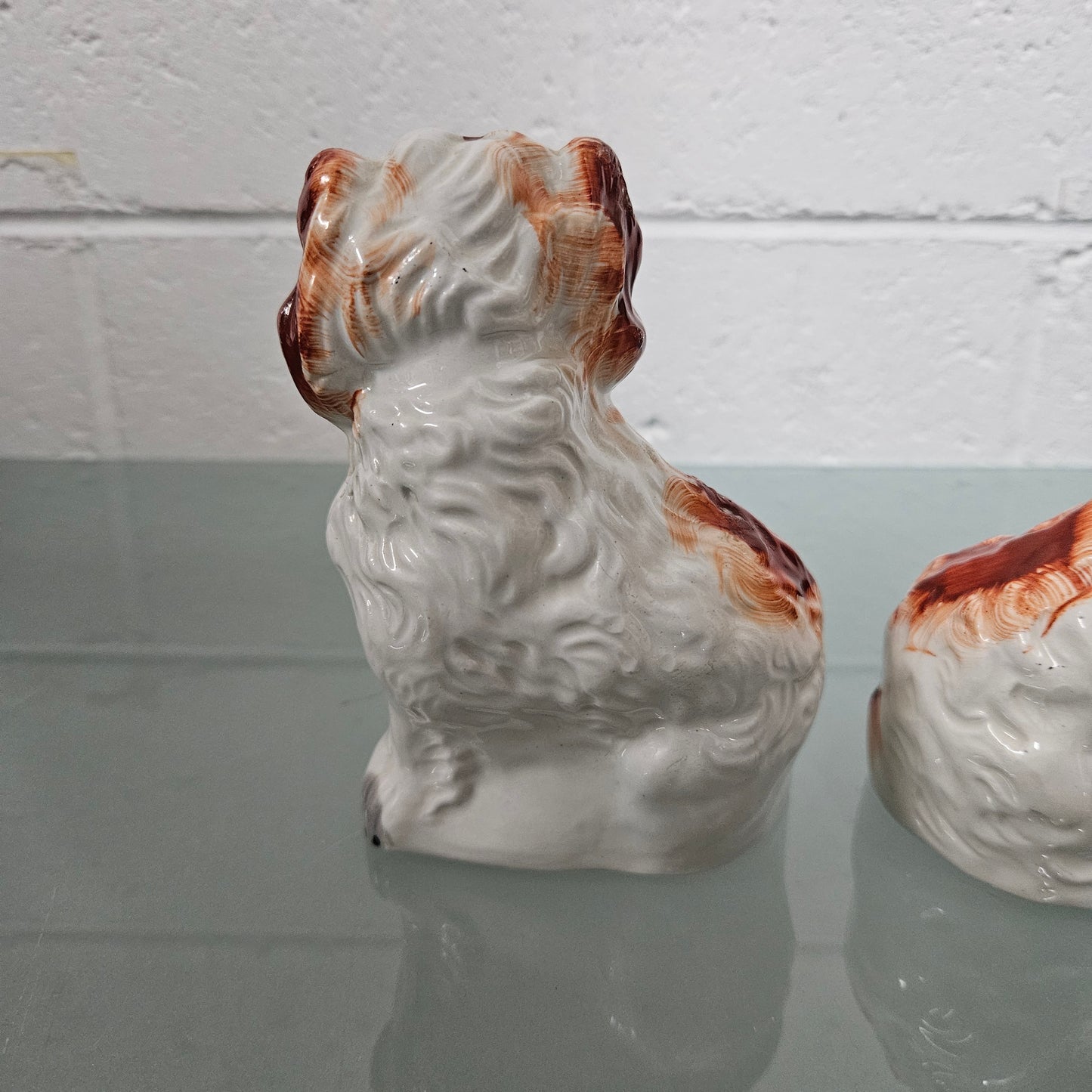 Pair of Antique Staffordshire Spaniels Statues