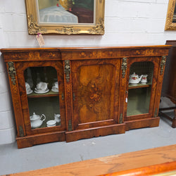 Outstanding Burr Walnut & Marquetry Antique Bookcase Credenza | Antique & Vintage | Moonee Ponds Antiques | Australia Wide Delivery