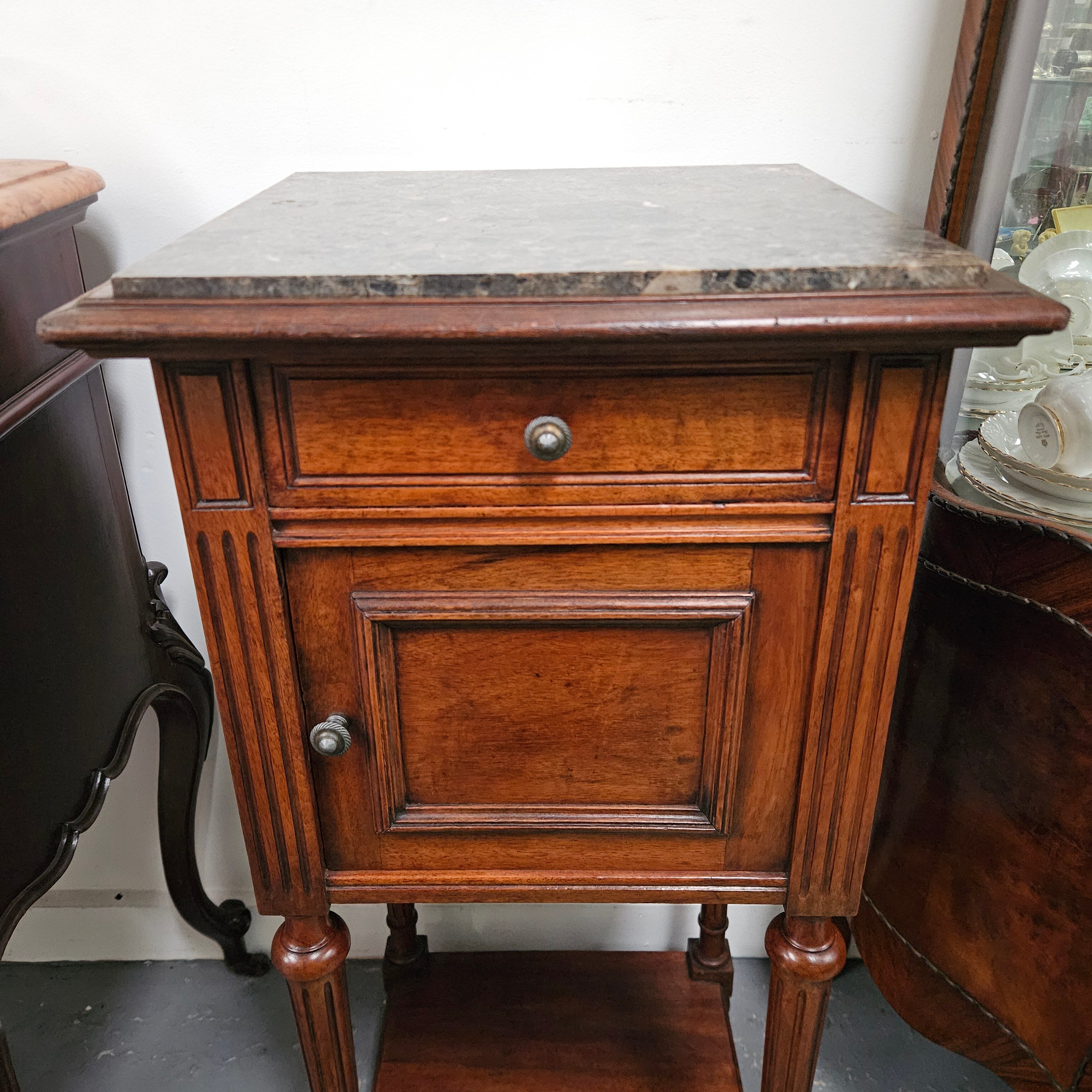 Stunning Marble Top Bedside Table | Antique & Vintage | Moonee Ponds Antiques | Australia Wide Delivery