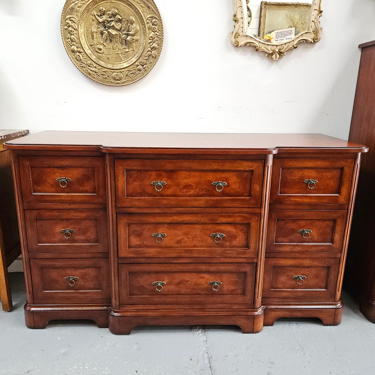 Vintage High Quality Nine Drawer Chest with Burr Walnut Veneer