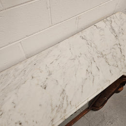 Elegant Figured Walnut Crendza With Marble Top