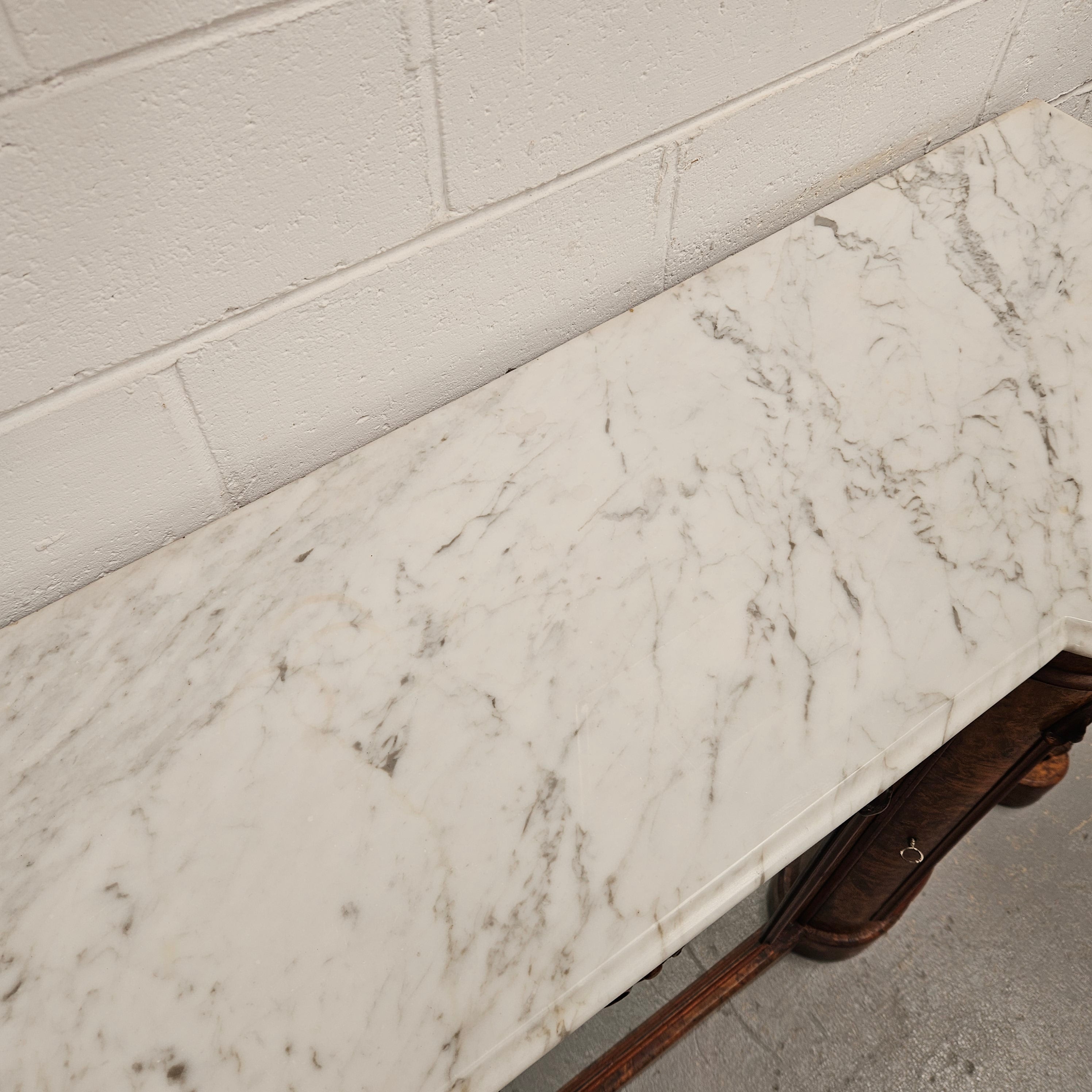 Elegant Figured Walnut Crendza With Marble Top | Antique & Vintage | Moonee Ponds Antiques | Australia Wide Delivery