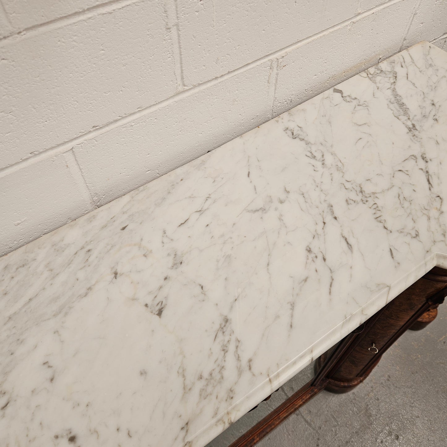 Elegant Figured Walnut Crendza With Marble Top