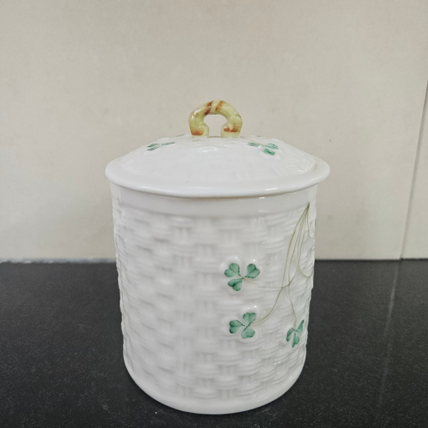 Belleek Shamrock Pattern Small Canister