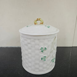 Belleek Shamrock Pattern Small Canister | Antique & Vintage | Moonee Ponds Antiques | Australia Wide Delivery