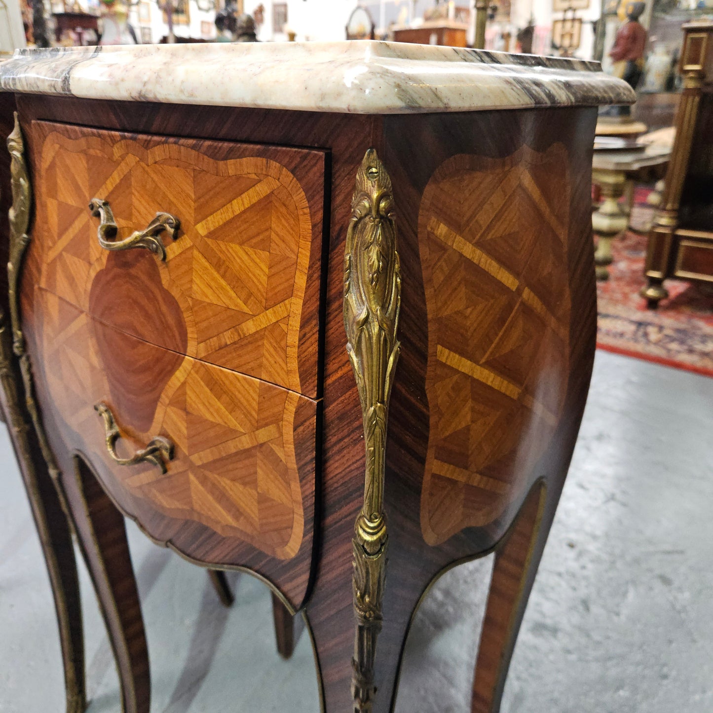 Louis XV Style Miniature Commode Marble Top Bedsides