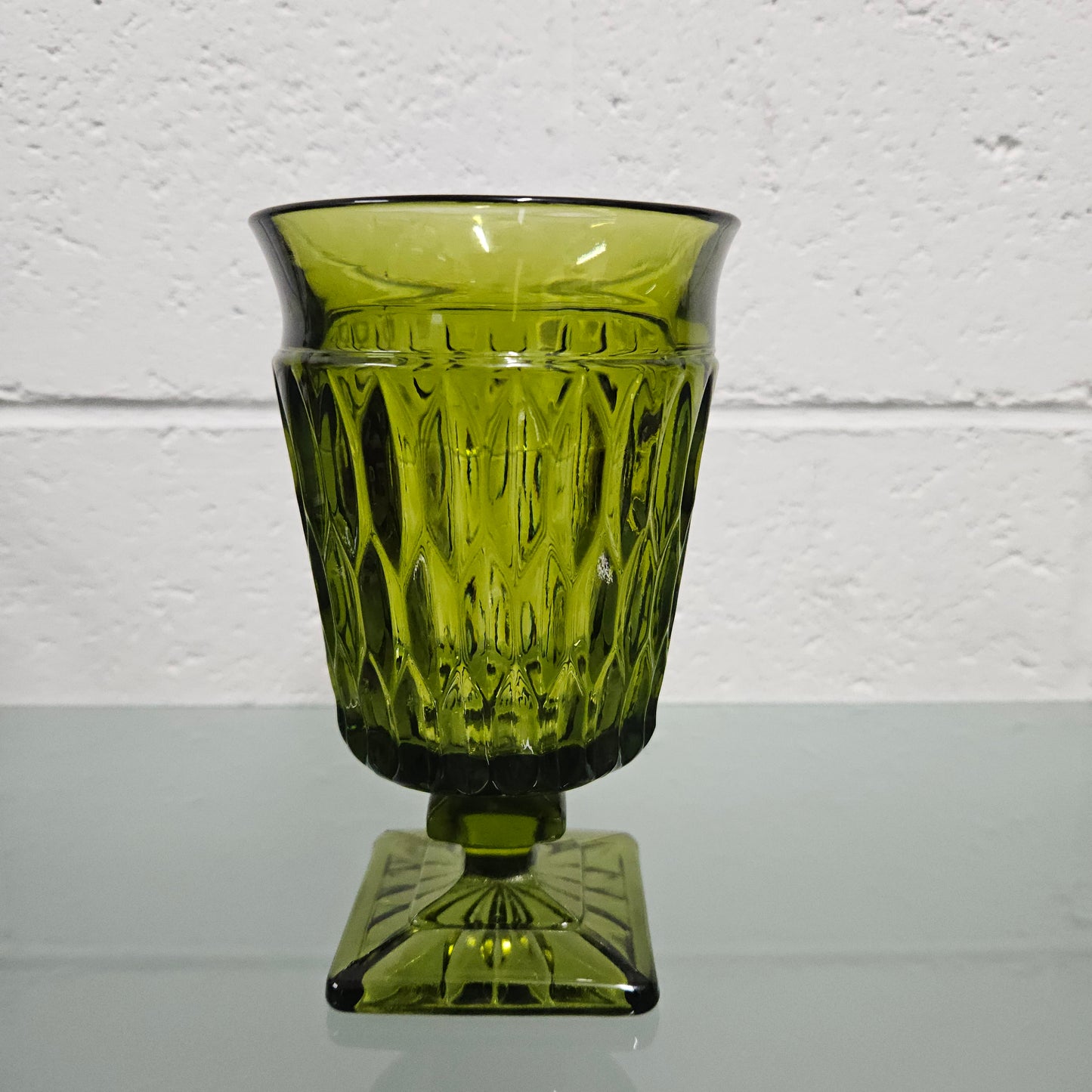 Vintage Green Glass Vase/Boblet