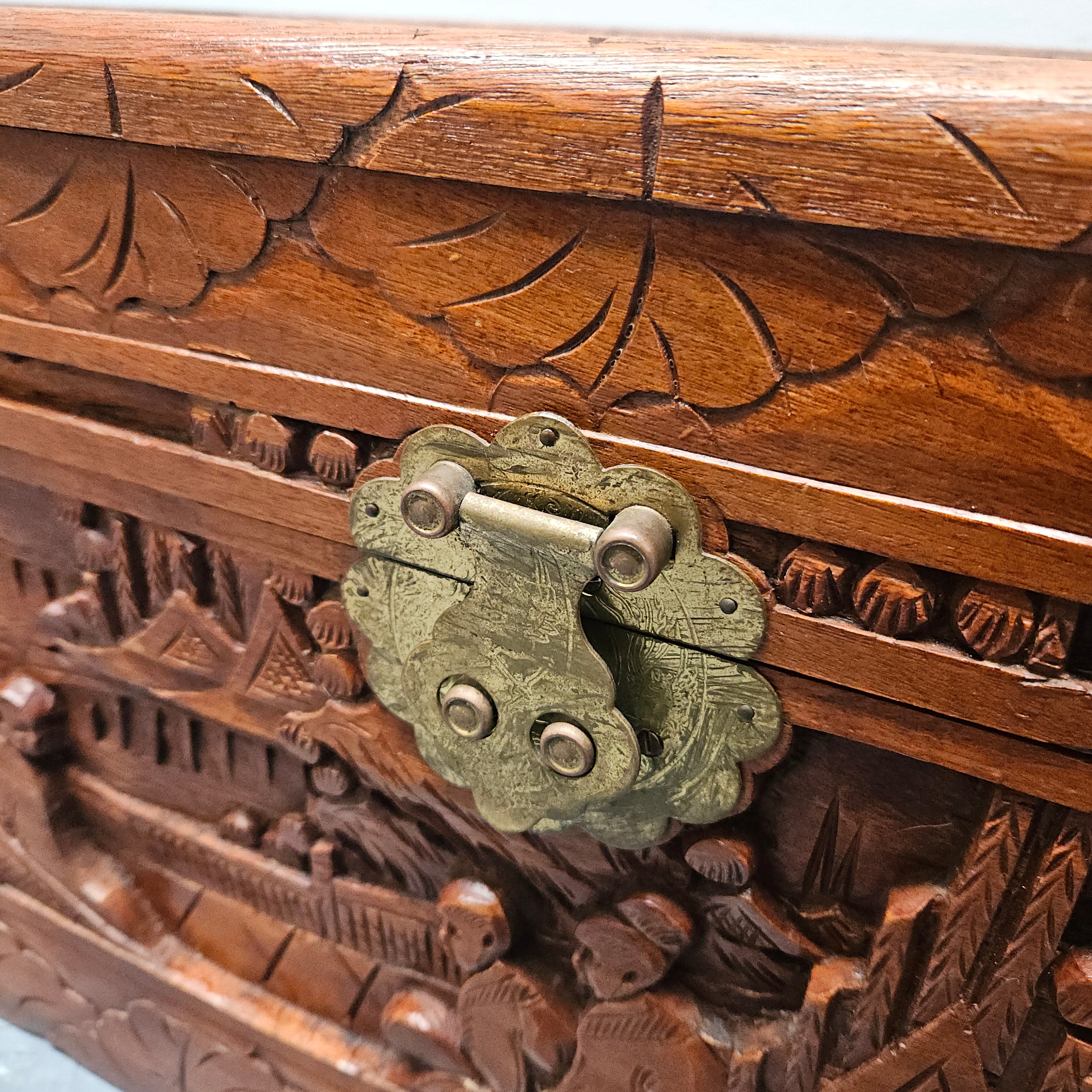 Small Oriental Carved Camphor Wood Chest | Antique & Vintage | Moonee Ponds Antiques | Australia Wide Delivery
