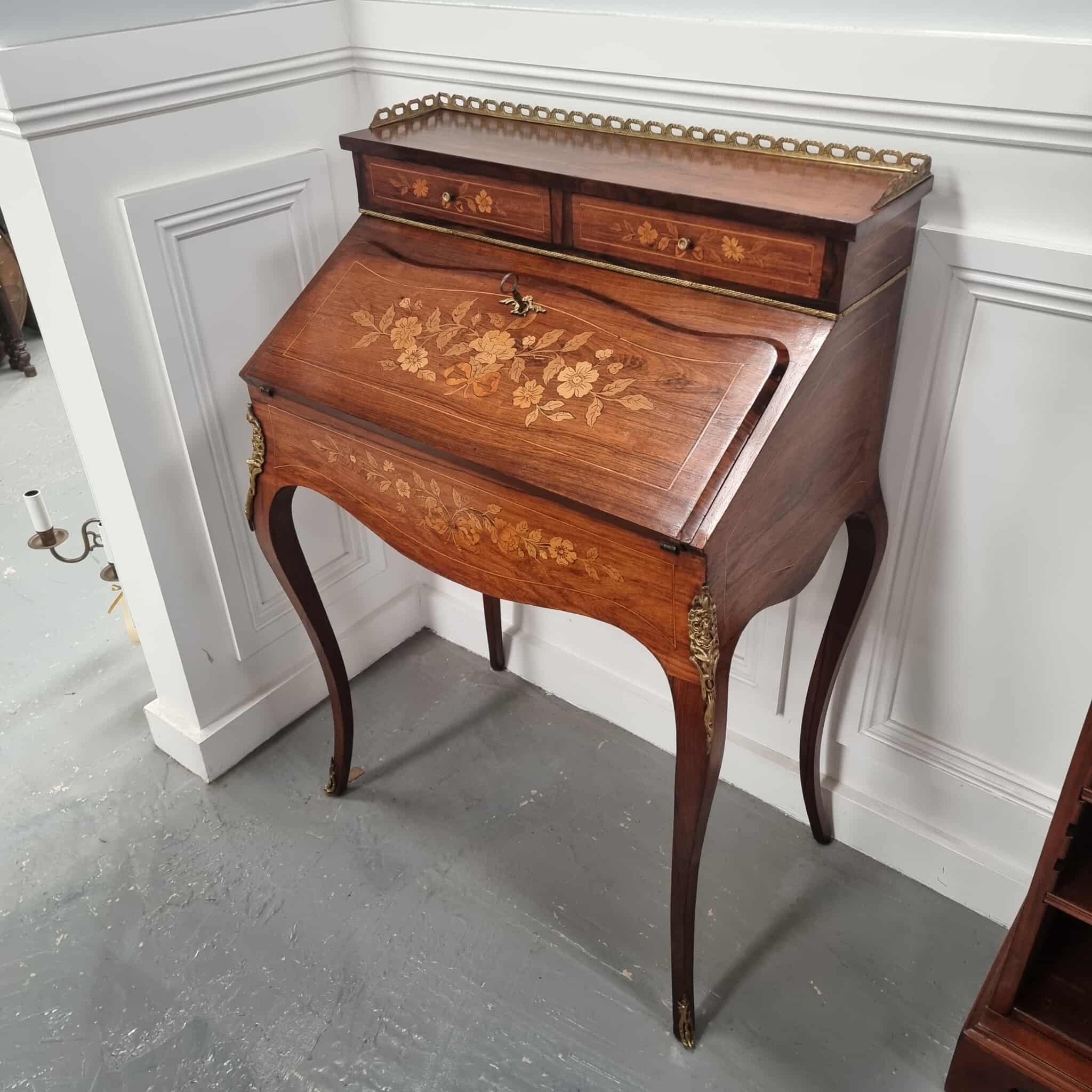 Antique 19th Century French Bonheur Du Jour Desk With Floral Marquetry | Antique & Vintage | Moonee Ponds Antiques | Australia Wide Delivery
