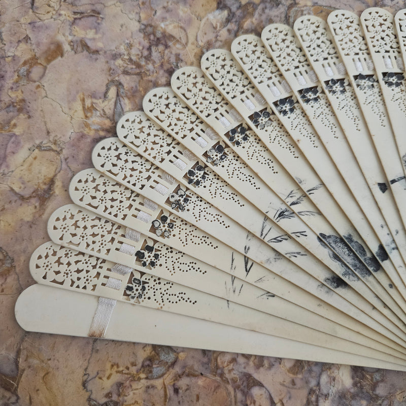 Art Deco Celluloid Fan Hand Painted