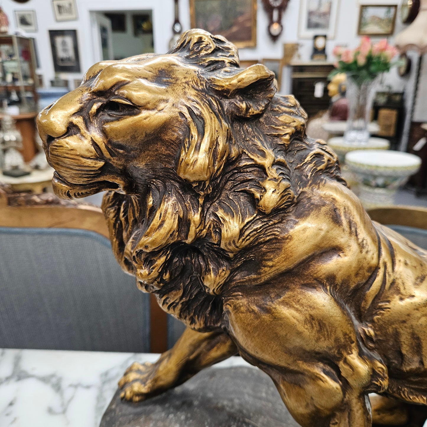 Antique Gilded Terracotta Signed Sculpture