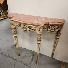 Louis XVI Style Painted Console Table With Marble Top