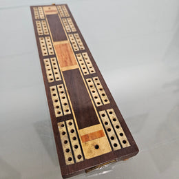 Antique Cribbage Inlaid Timber Board