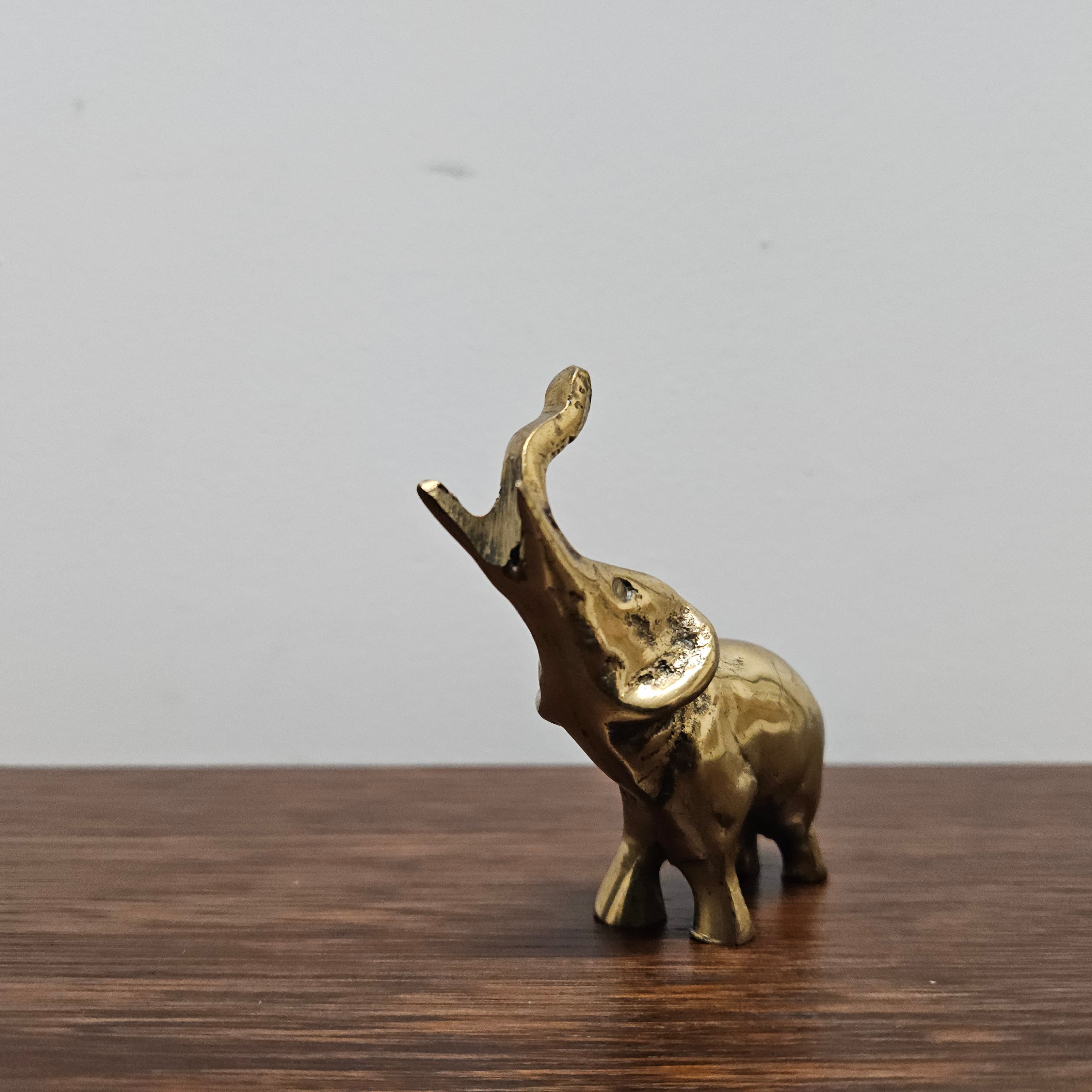 Vintage Brass Elephant With Raised Trunk | Antique & Vintage | Moonee Ponds Antiques | Australia Wide Delivery