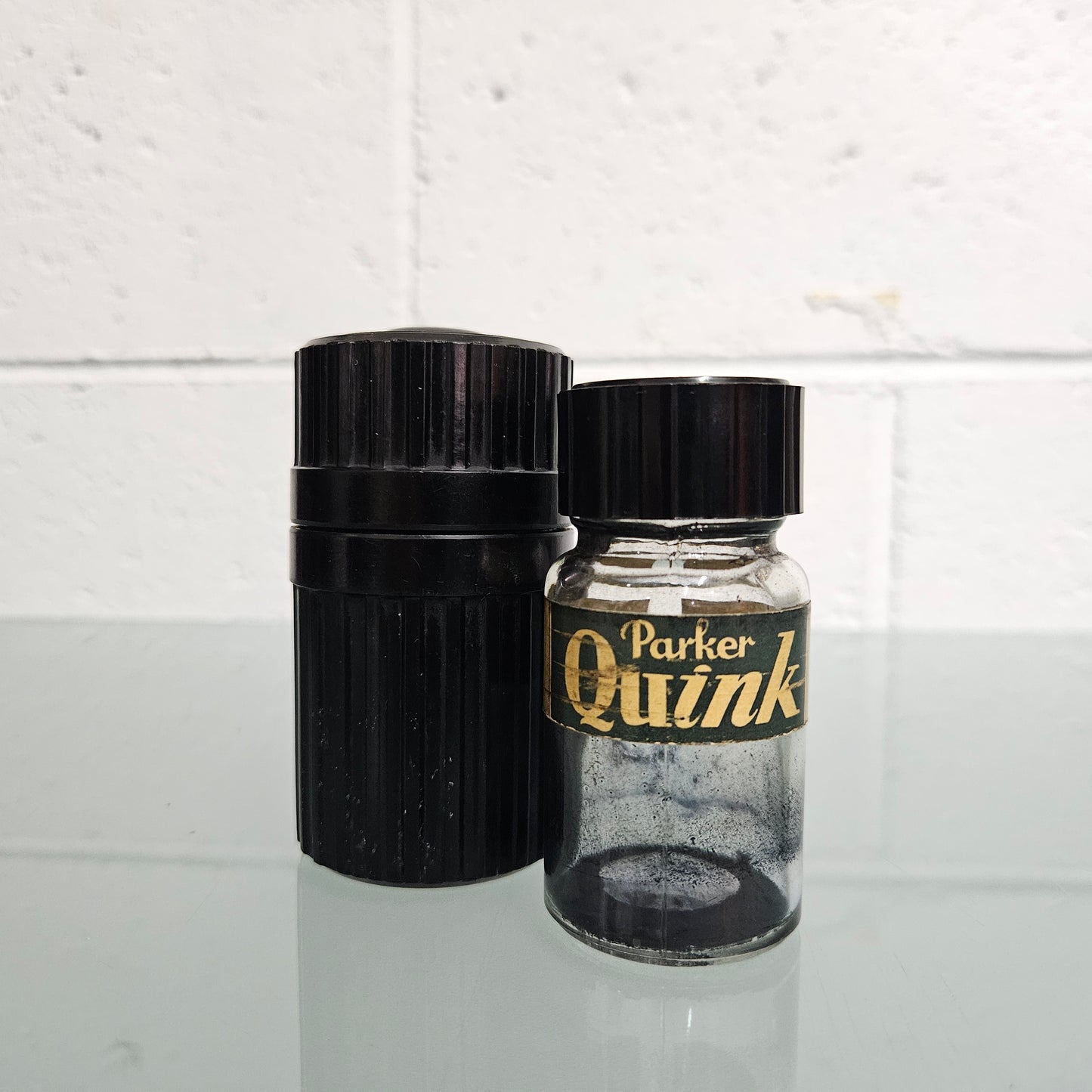 Art Deco Parker "Quink" Ink Bottle & Bakelite Case