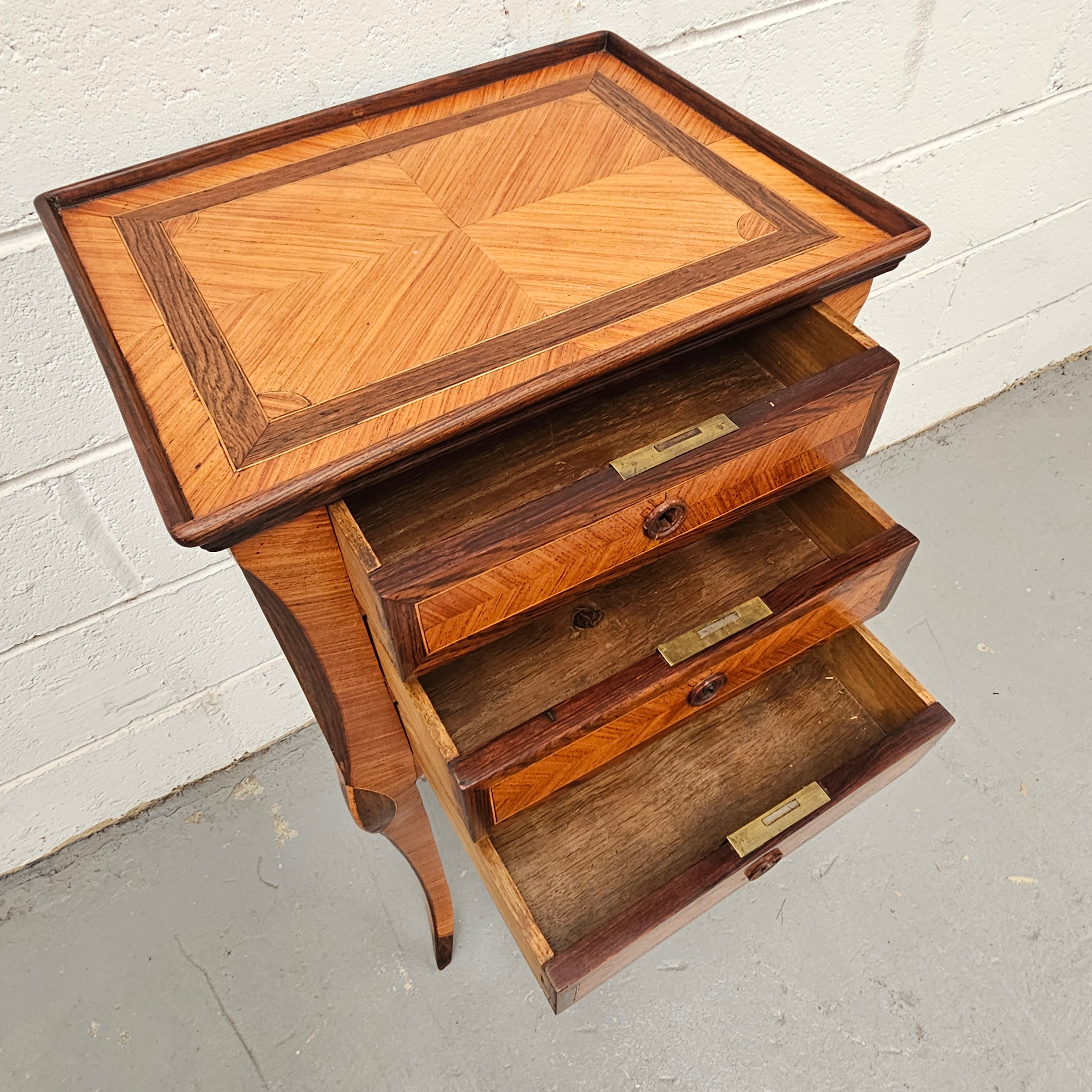 French Louis XVth Rosewood & Kingwood Side Table/Sewing Table | Antique & Vintage | Moonee Ponds Antiques | Australia Wide Delivery
