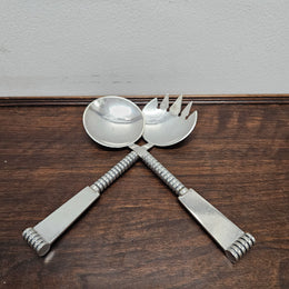 Stylish Mid Century Modern Norwegian Silver (40g Plated) Salad Servers