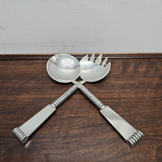 Stylish Mid Century Modern Norwegian Silver (40g Plated) Salad Servers