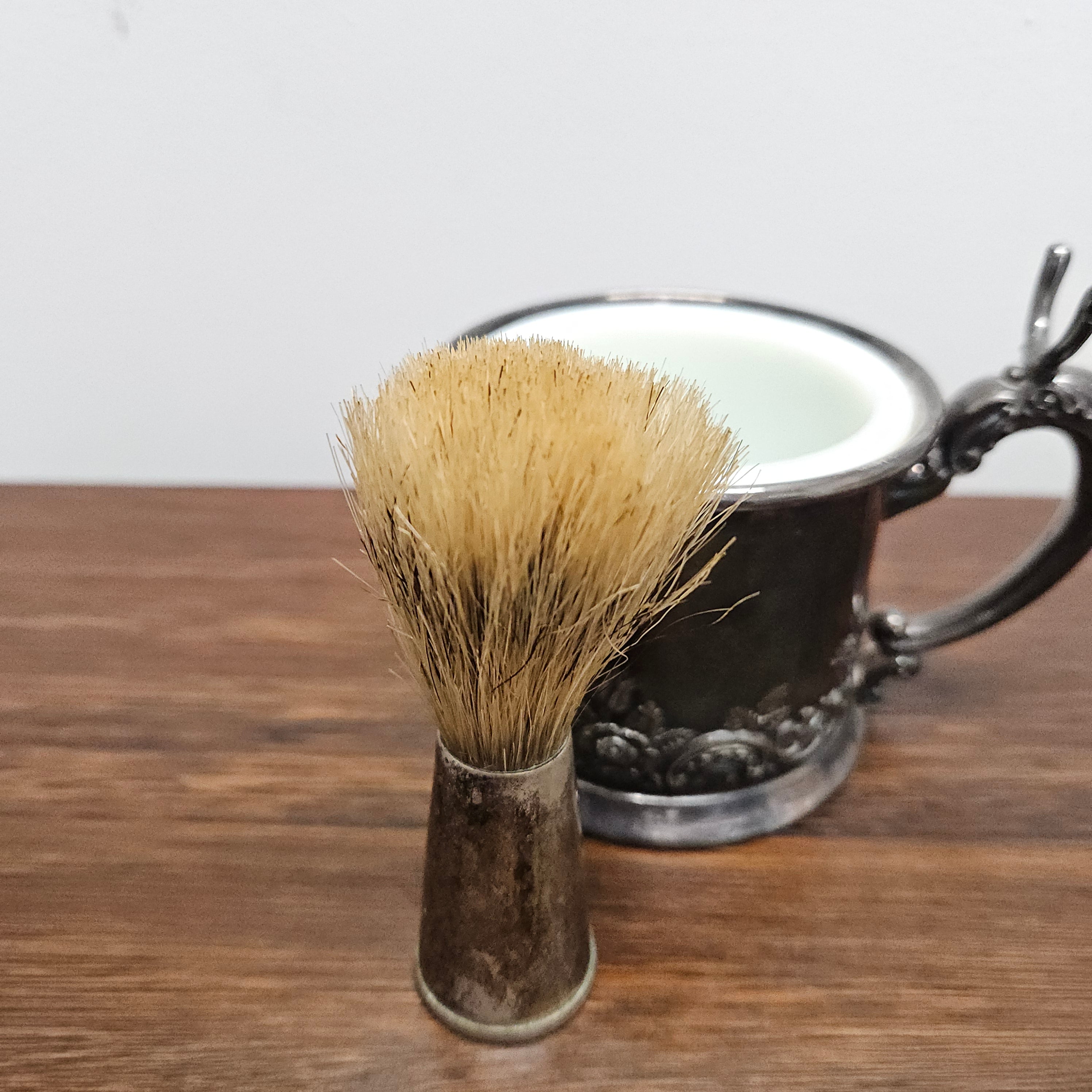 Antique USA Wilcox Silver Plate Co. Shaving Mug & Brush | Antique & Vintage | Moonee Ponds Antiques | Australia Wide Delivery