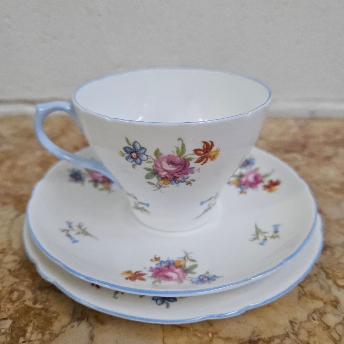 Shelley "Rose" Floral and Bluebell"Trio 2326