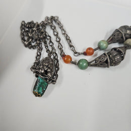 Vintage Tibetan Natural Stone & Silver Necklace