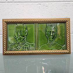 Pair Rare Edwardian Framed Tiles King Georg V & Queen Mary | Antique & Vintage | Moonee Ponds Antiques | Australia Wide Delivery