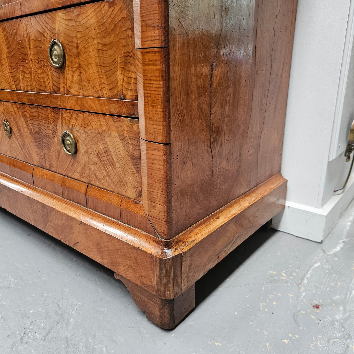 Stunning French 18th Century Elm Commode With Superb Original Grey Marble