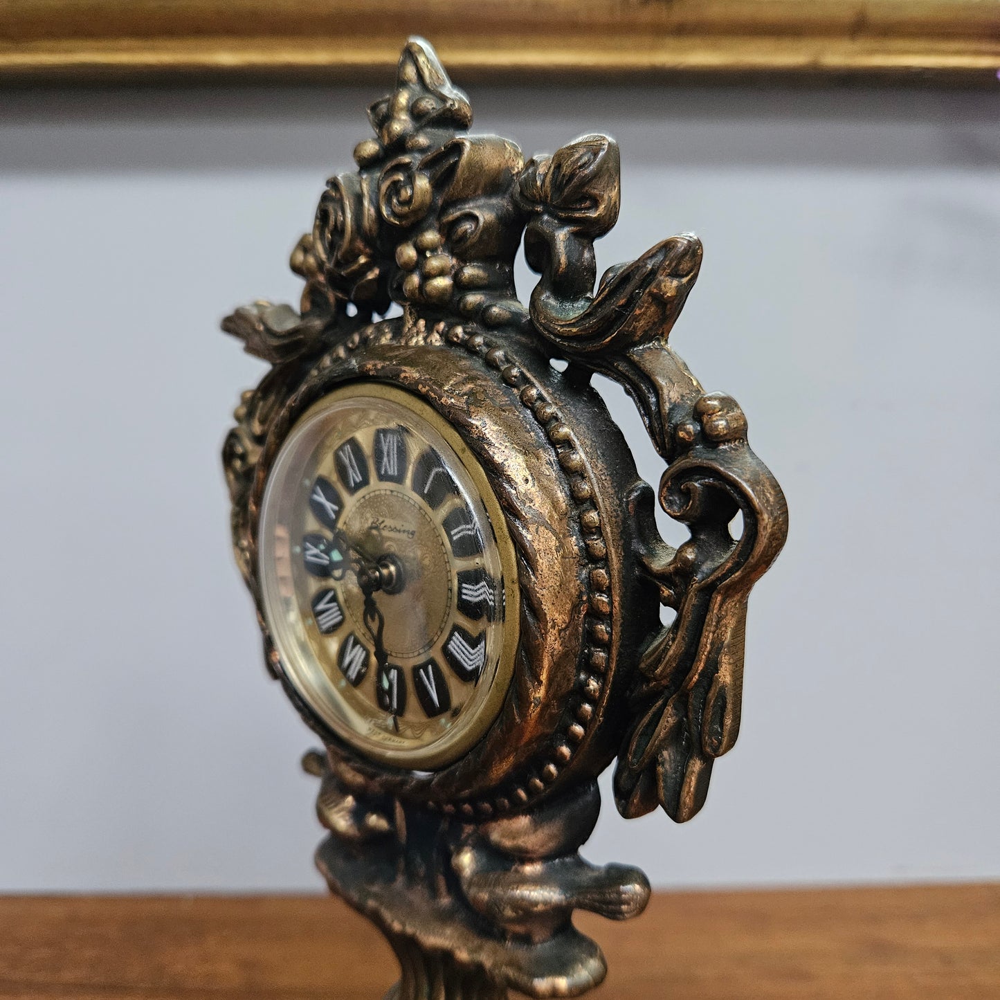Vintage Cast Copper Mantle/Desk Clock