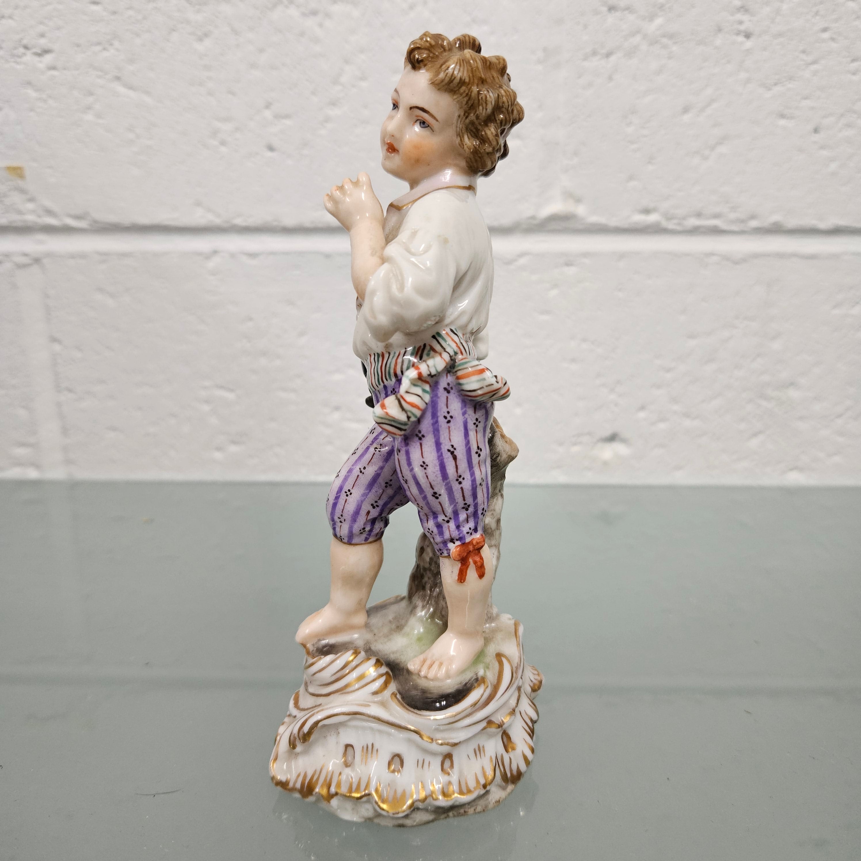 Frankenthal Hard Paste Boy Figurine | Antique & Vintage | Moonee Ponds Antiques | Australia Wide Delivery