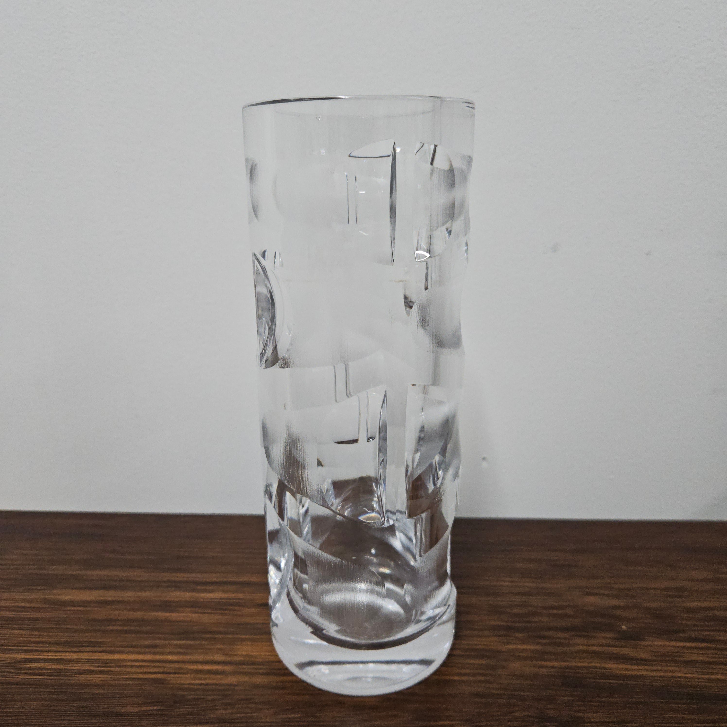 Deco Style Bohemian Carved Heavy Glass Vase | Antique & Vintage | Moonee Ponds Antiques | Australia Wide Delivery