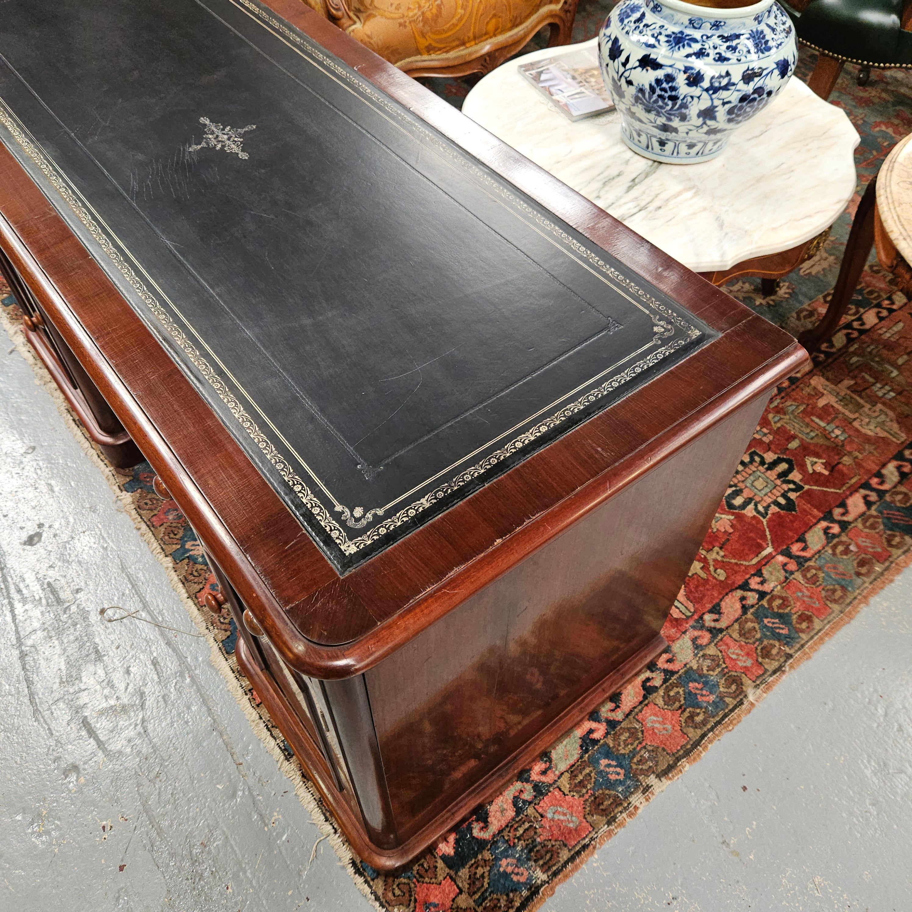 Mid Victorian Leather Top Mahogany Desk | Antique & Vintage | Moonee Ponds Antiques | Australia Wide Delivery
