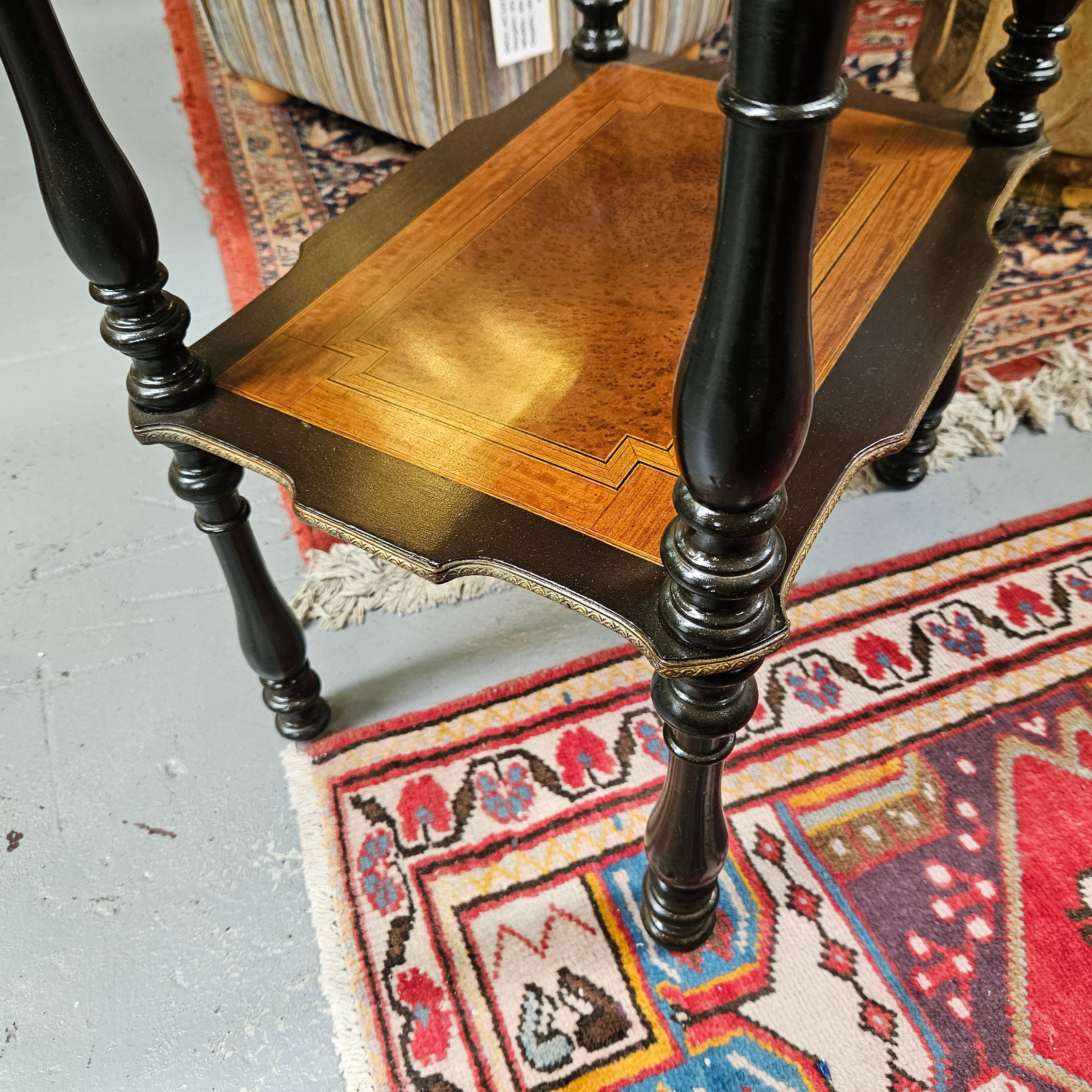French Inlaid Side Table With Brass Fittings | Antique & Vintage | Moonee Ponds Antiques | Australia Wide Delivery