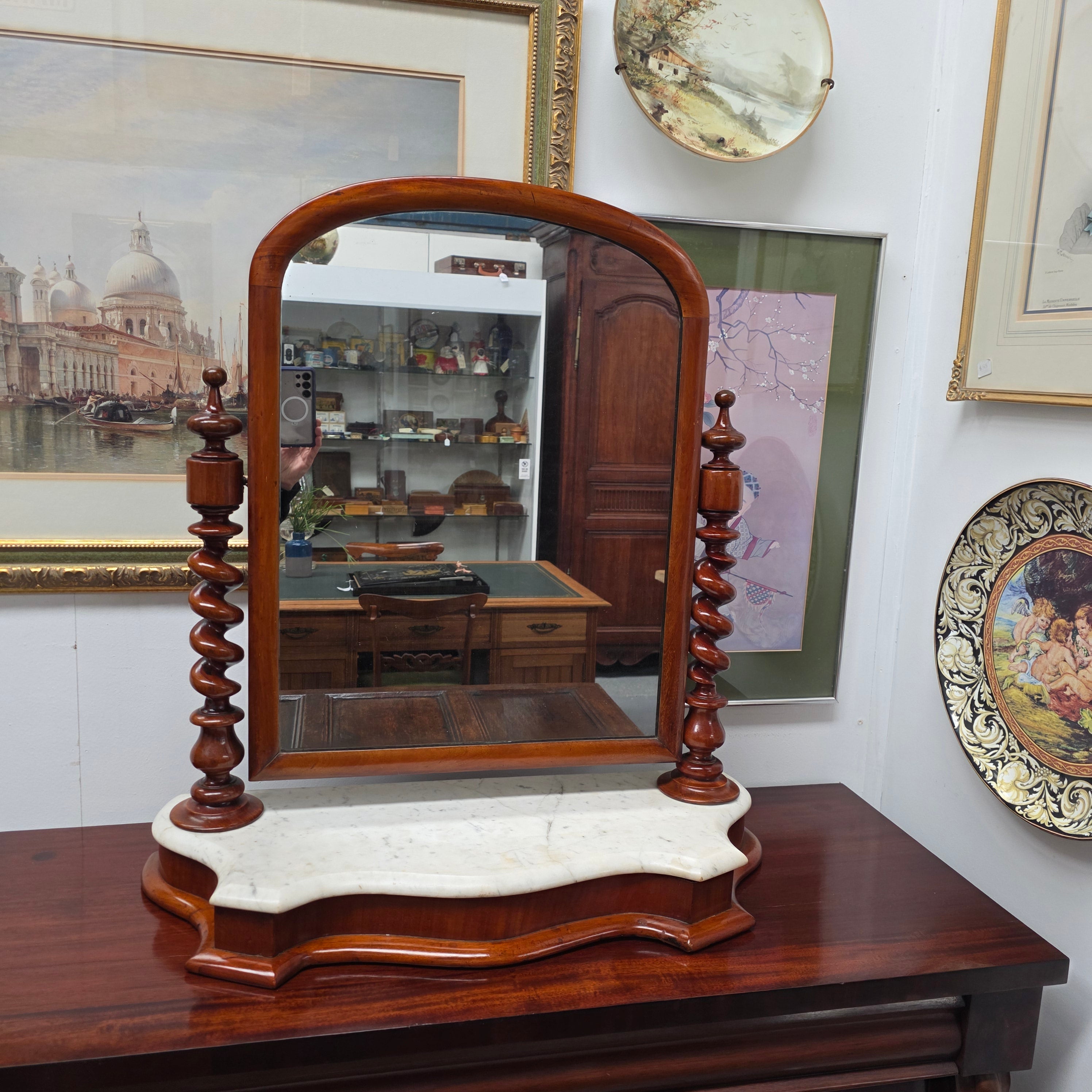 Victorian Marble Based Dressing Table Toilet Vanity Mirror | Antique & Vintage | Moonee Ponds Antiques | Australia Wide