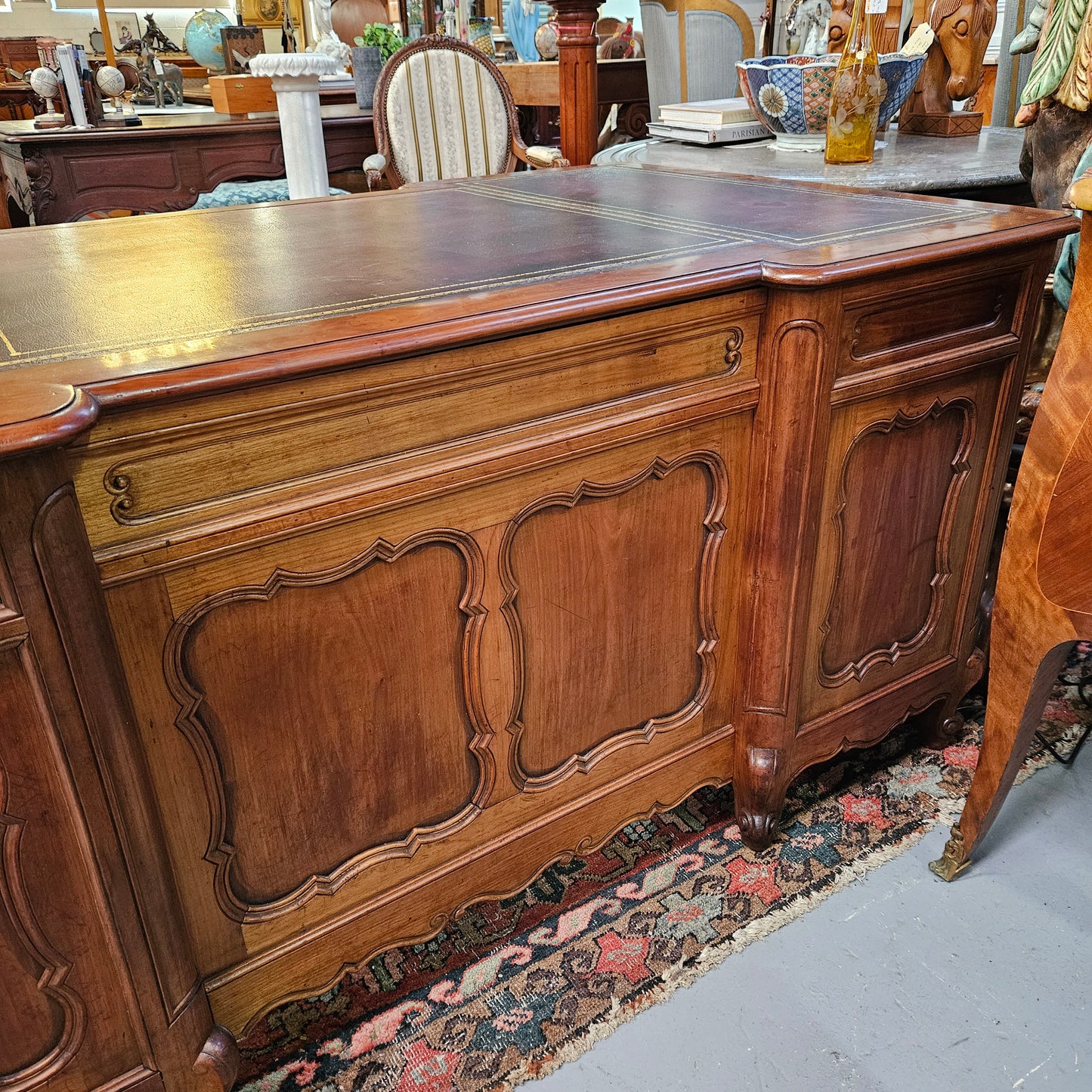 Stunning French Louis XV Style Leather Top Desk