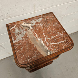French Figured Walnut Marble Top Bedside | Antique & Vintage | Moonee Ponds Antiques | Australia Wide Delivery