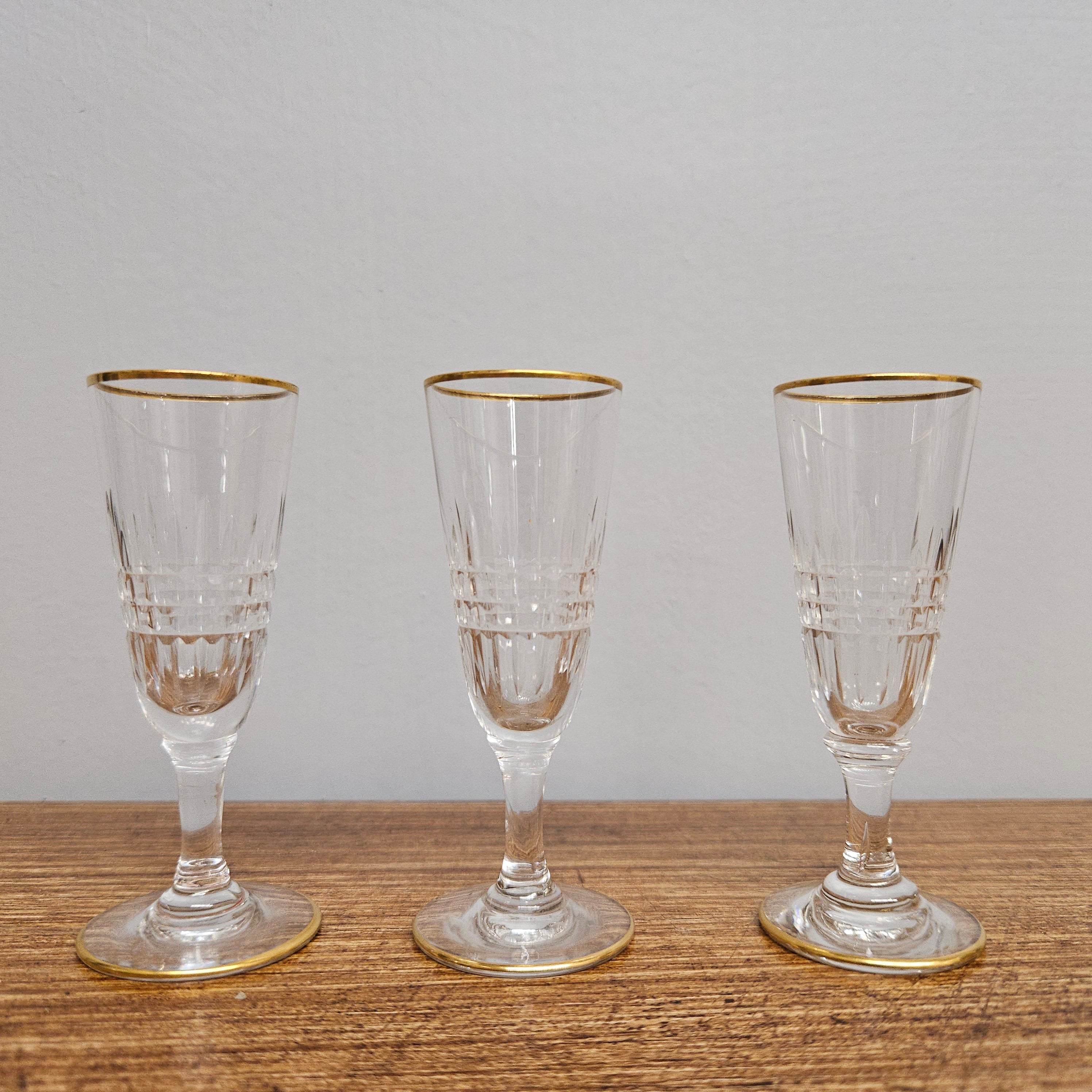 Set Of 6 Stemmed Crystal Liqueur Glasses | Antique & Vintage | Moonee Ponds Antiques | Australia Wide Delivery