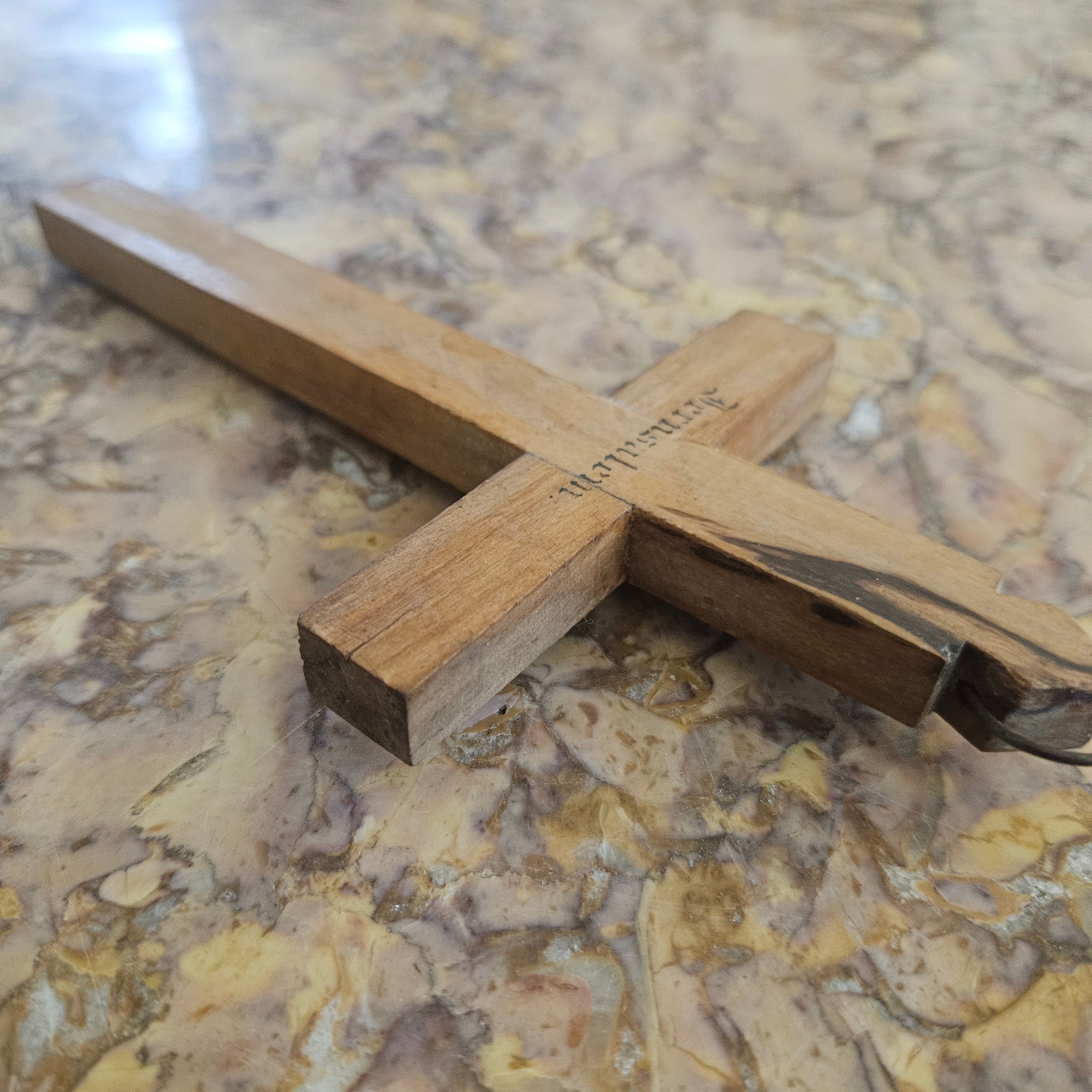Vintage Wooden & Mother Of Pearl Crucifix "Jerusalem" | Antique & Vintage | Moonee Ponds Antiques | Australia Wide