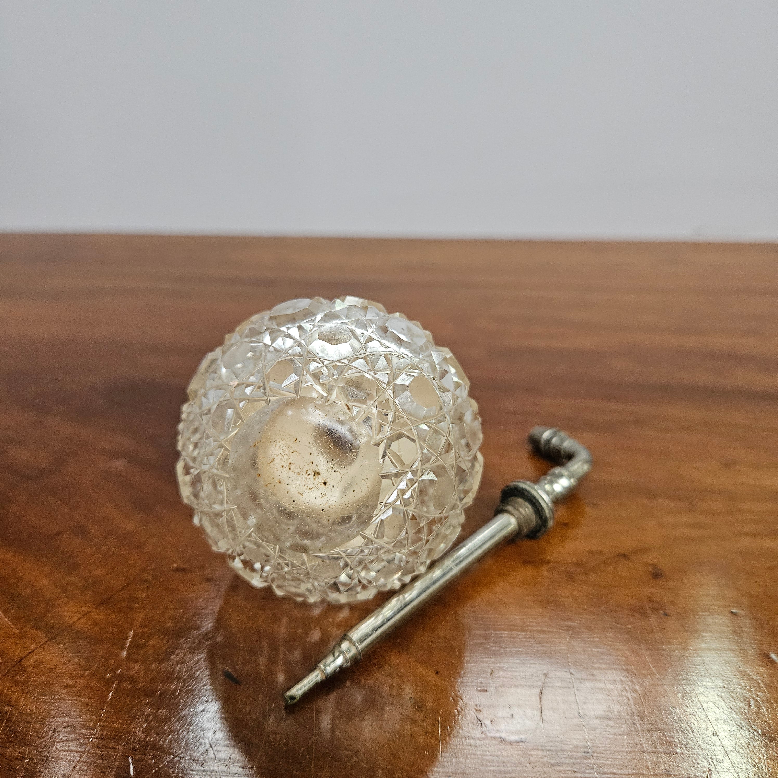 Victorian Sterling Silver & Hobnail Glass Pump Perfume Bottle | Antique & Vintage | Moonee Ponds Antiques | Australia Wide