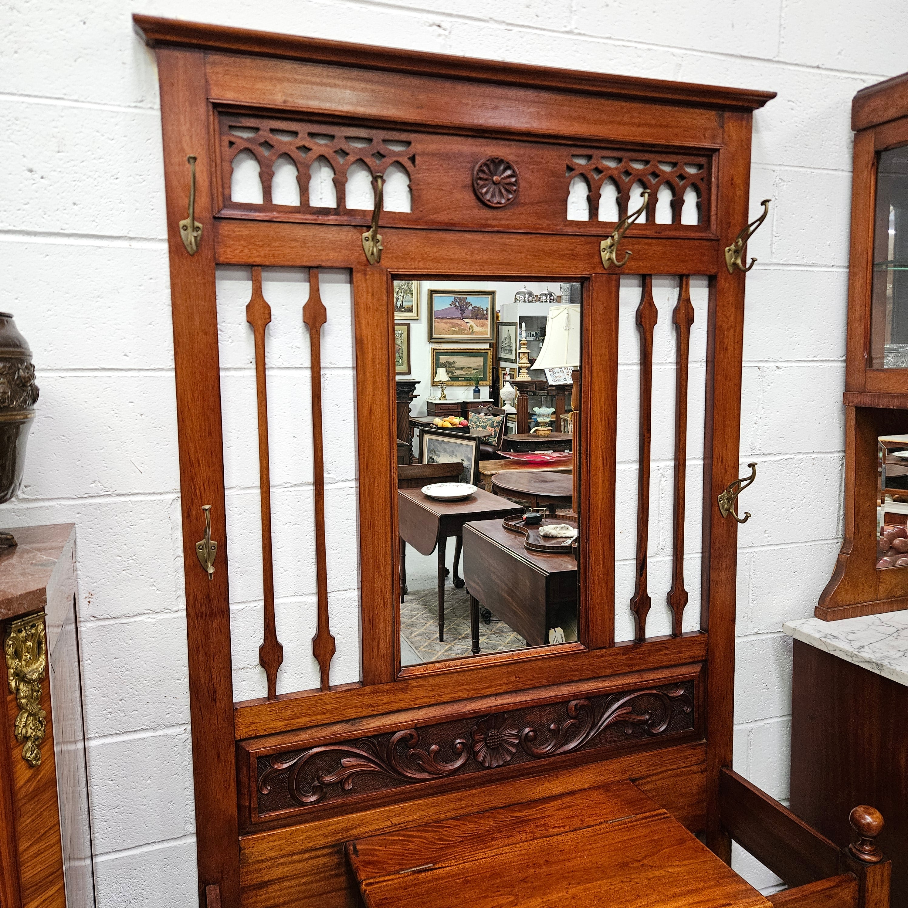 Stunning Edwardian Mahogany Hall Stand | Antique & Vintage | Moonee Ponds Antiques | Australia Wide Delivery