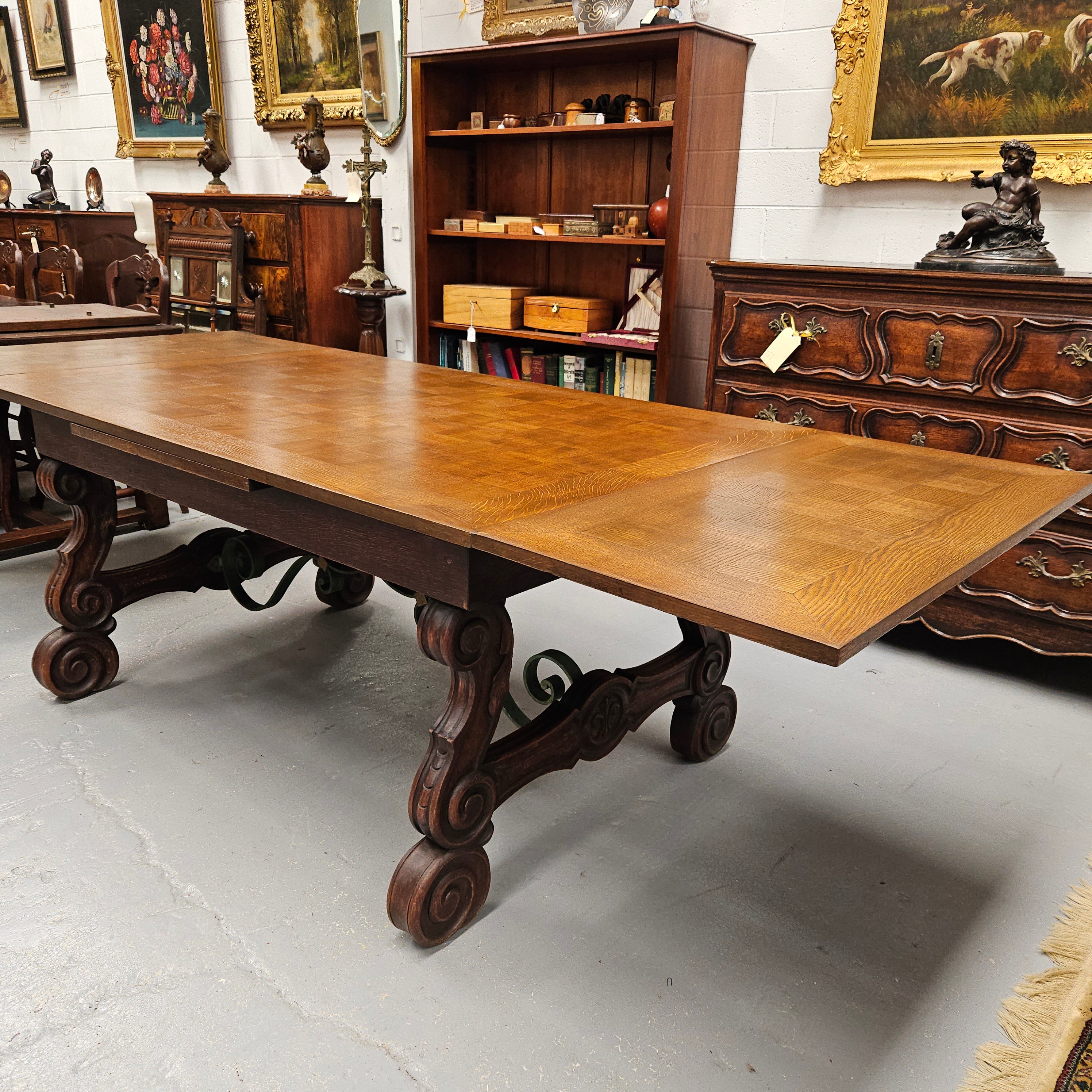 Beautiful French Oak Spanish Style Extension Dining Table | Antique & Vintage | Moonee Ponds Antiques | Australia Wide Delivery