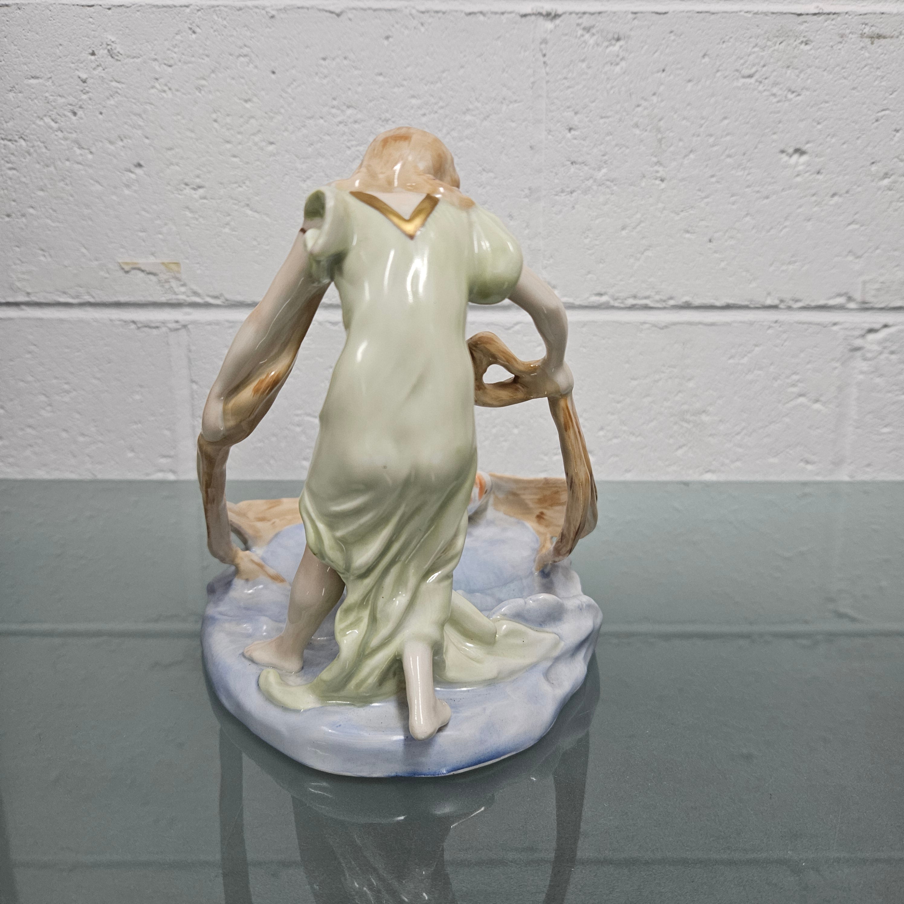 Rare PMP Dresden Plaue Schierholz Porzelain Art Nouveau Lady In Fish Pool | Antique & Vintage | Moonee Ponds Antiques | Australia Wide Delivery